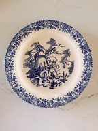 Vintage Royal China Blue & White "Windmill" Plate - 9"
