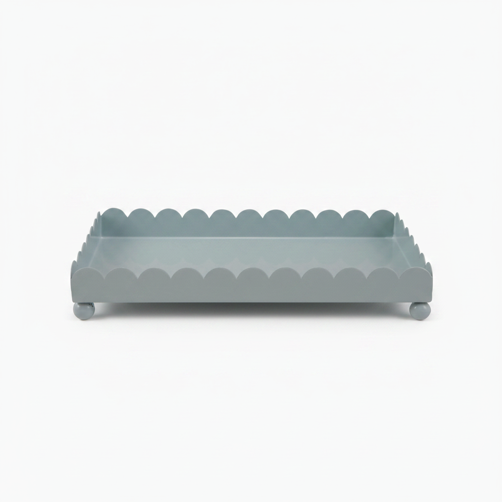 Enameled Metal Decorative Tray- Blue 8X12