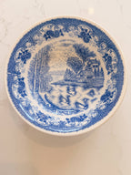 Vintage Blue and White Transferware Bowls - Scenic Swan Motif