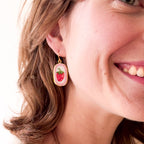 Strawberry Earrings Ceramic Pink Dangle Jewelry