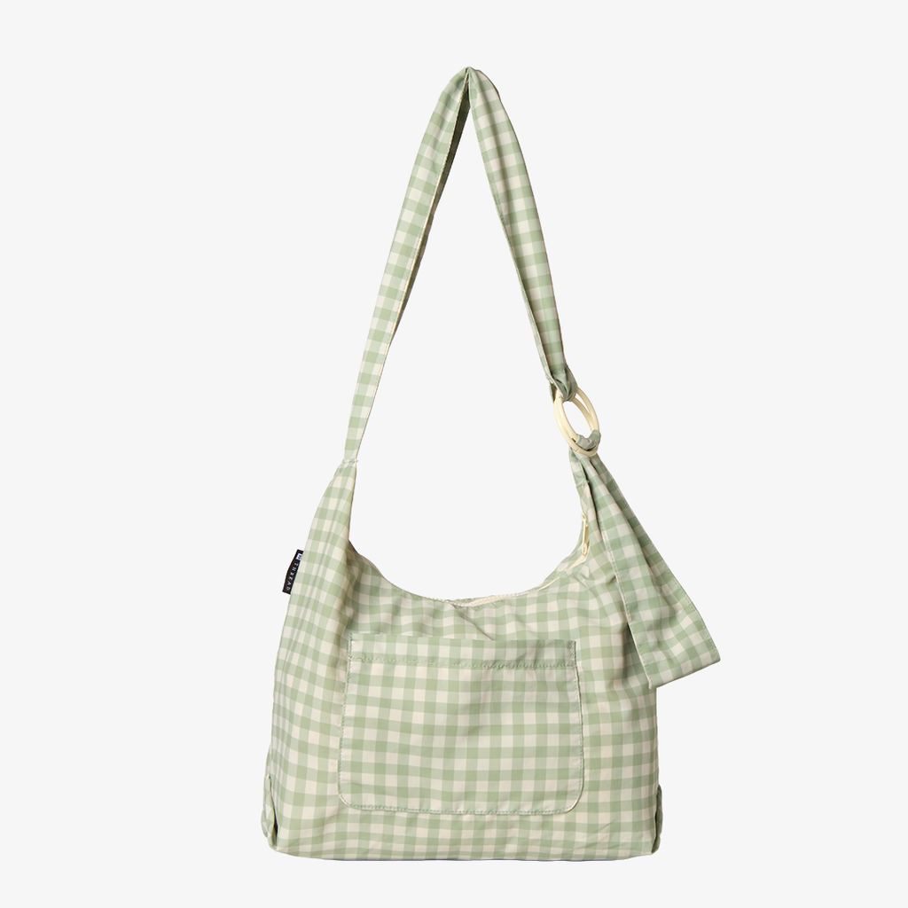 Green Gingham - Large Slouchy Shoulder Bag