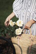 Handwoven Marrakech French Market Basket with Leather Straps