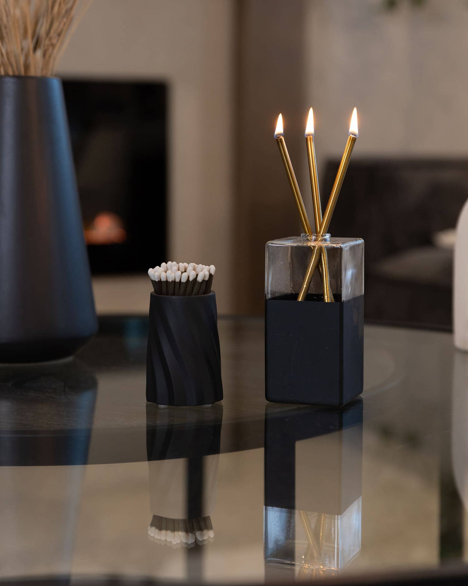 Concrete Safety Match Holder with Matches – Black
