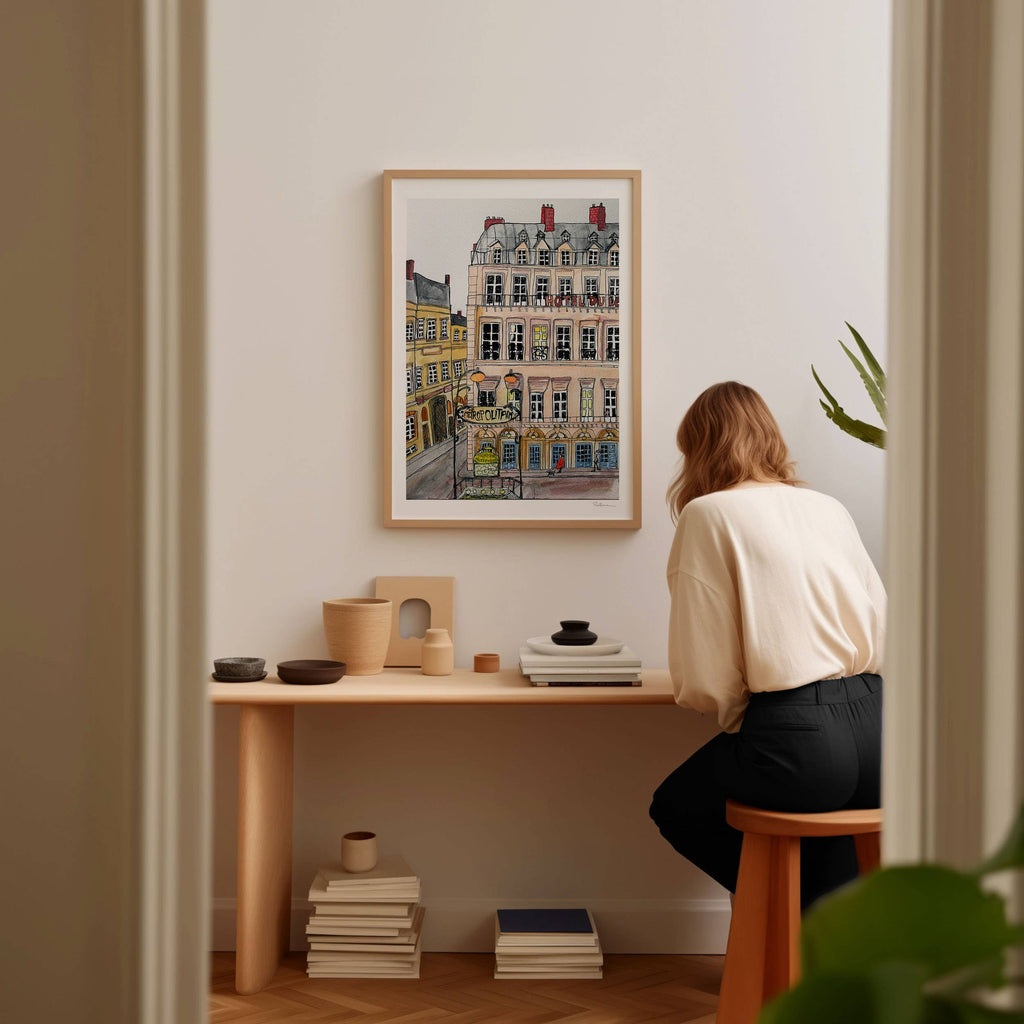 Hotel du Louvre Paris Print: Giclée Watercolor Illustration