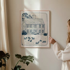 New England House Line Art Print: Minimalist Home Drawing