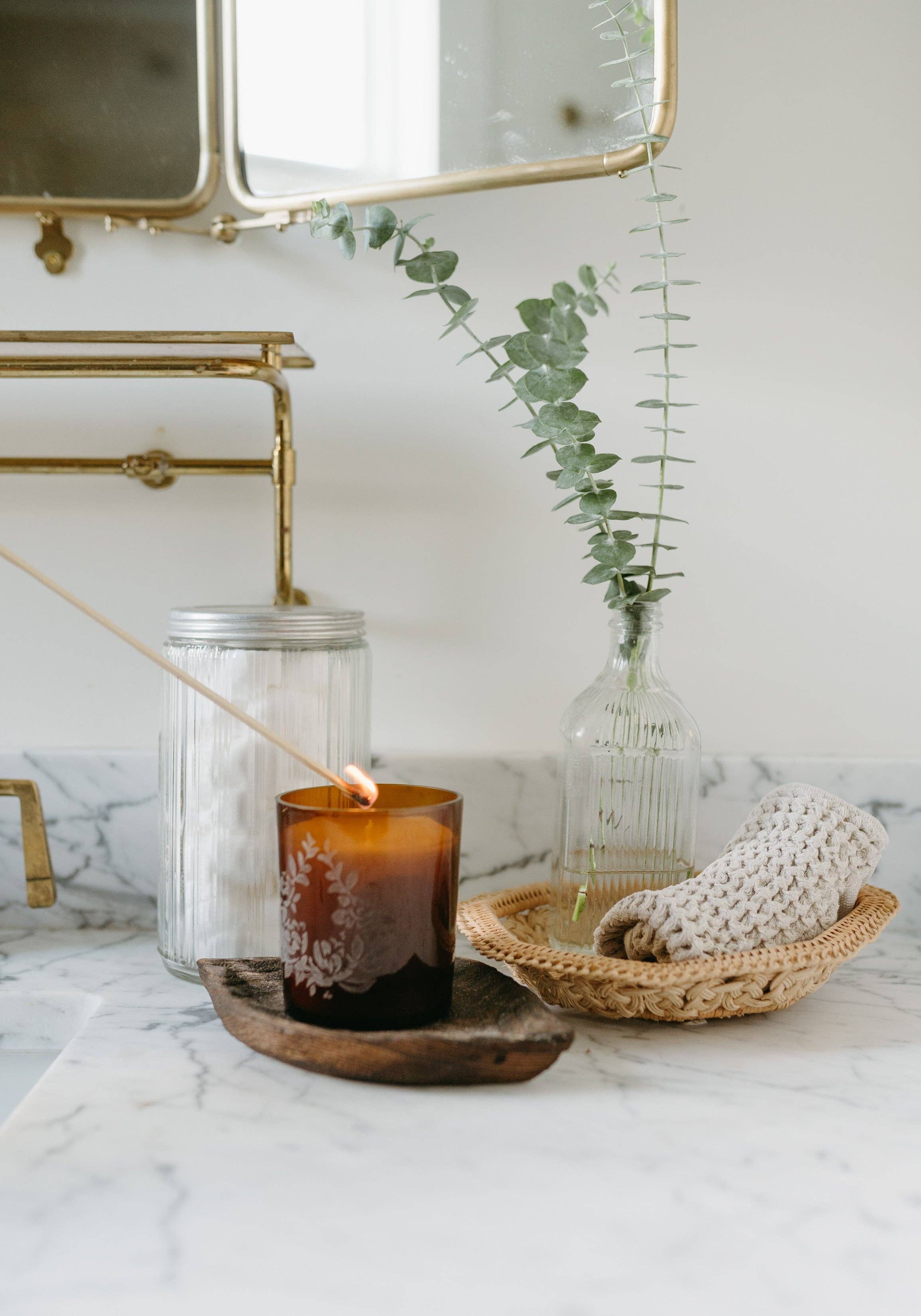 Silverbloom Candle| Soy Wax Amber Glass Gold Foil Box