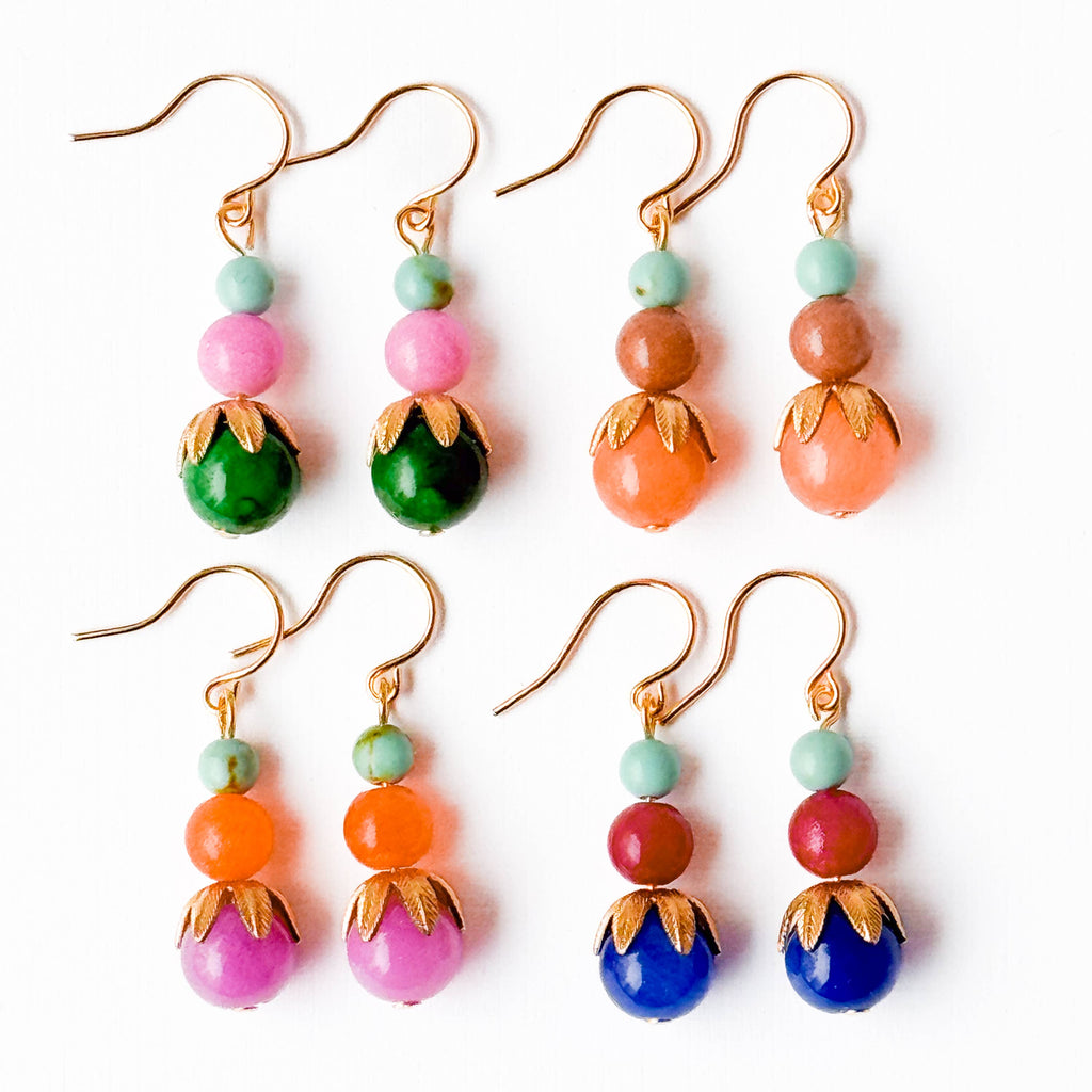 Colorful Beaded Earrings Mixed Glass Drop Bright Gift
