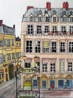 Hotel du Louvre Paris Print: Giclée Watercolor Illustration