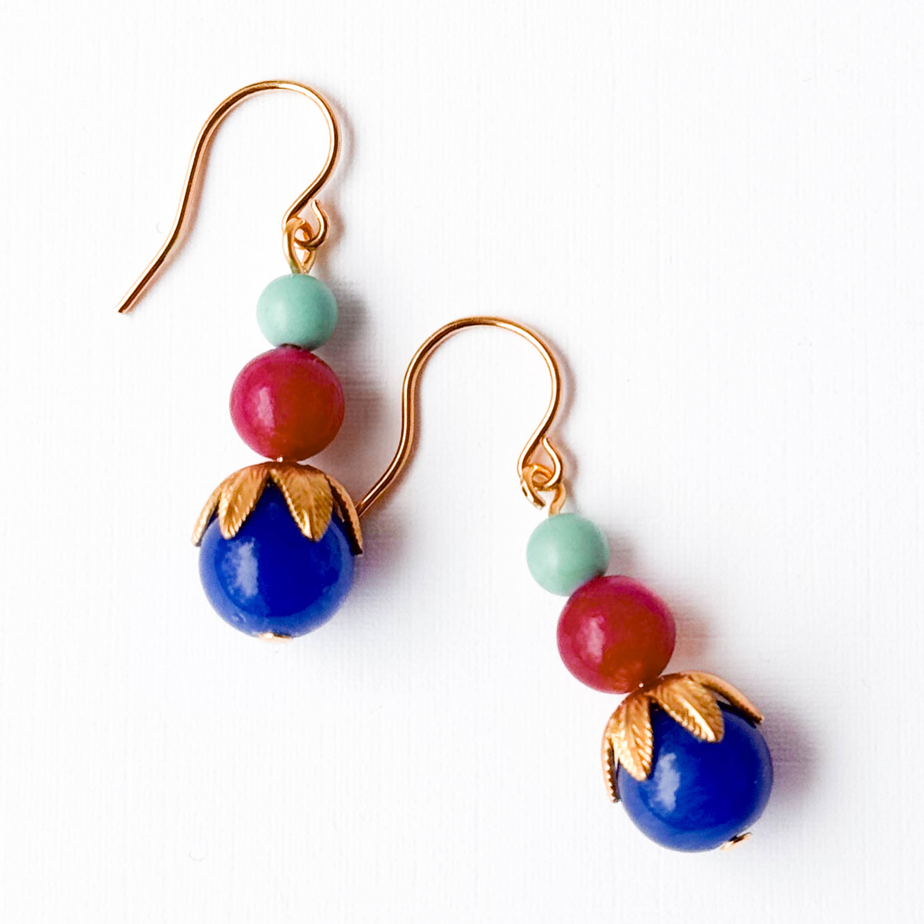 Colorful Beaded Earrings Mixed Glass Drop Bright Gift