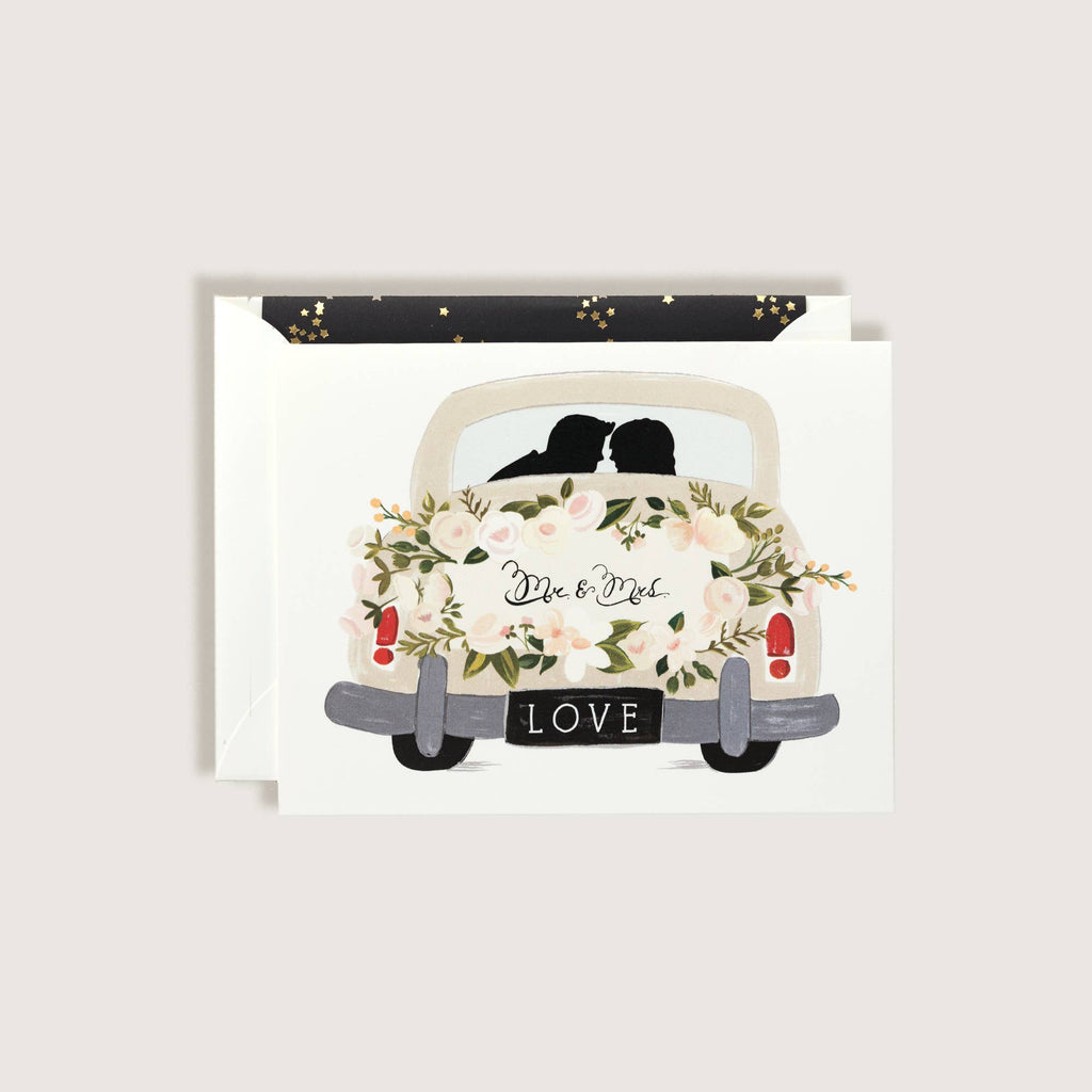 Mr & Mrs Vintage Getaway Car Wedding Greeting Card