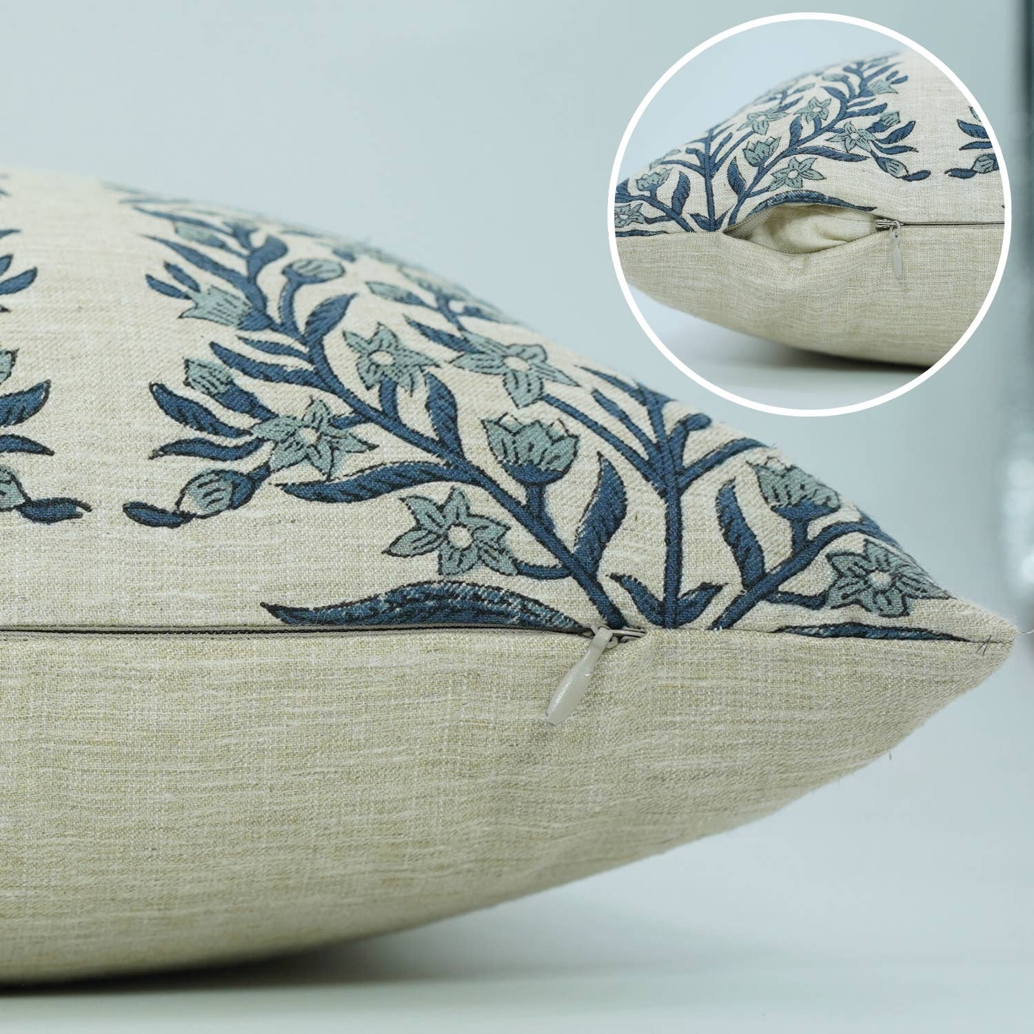 Bohemian Block Linen Blend Cushion Cover - Vrindavan 20X20