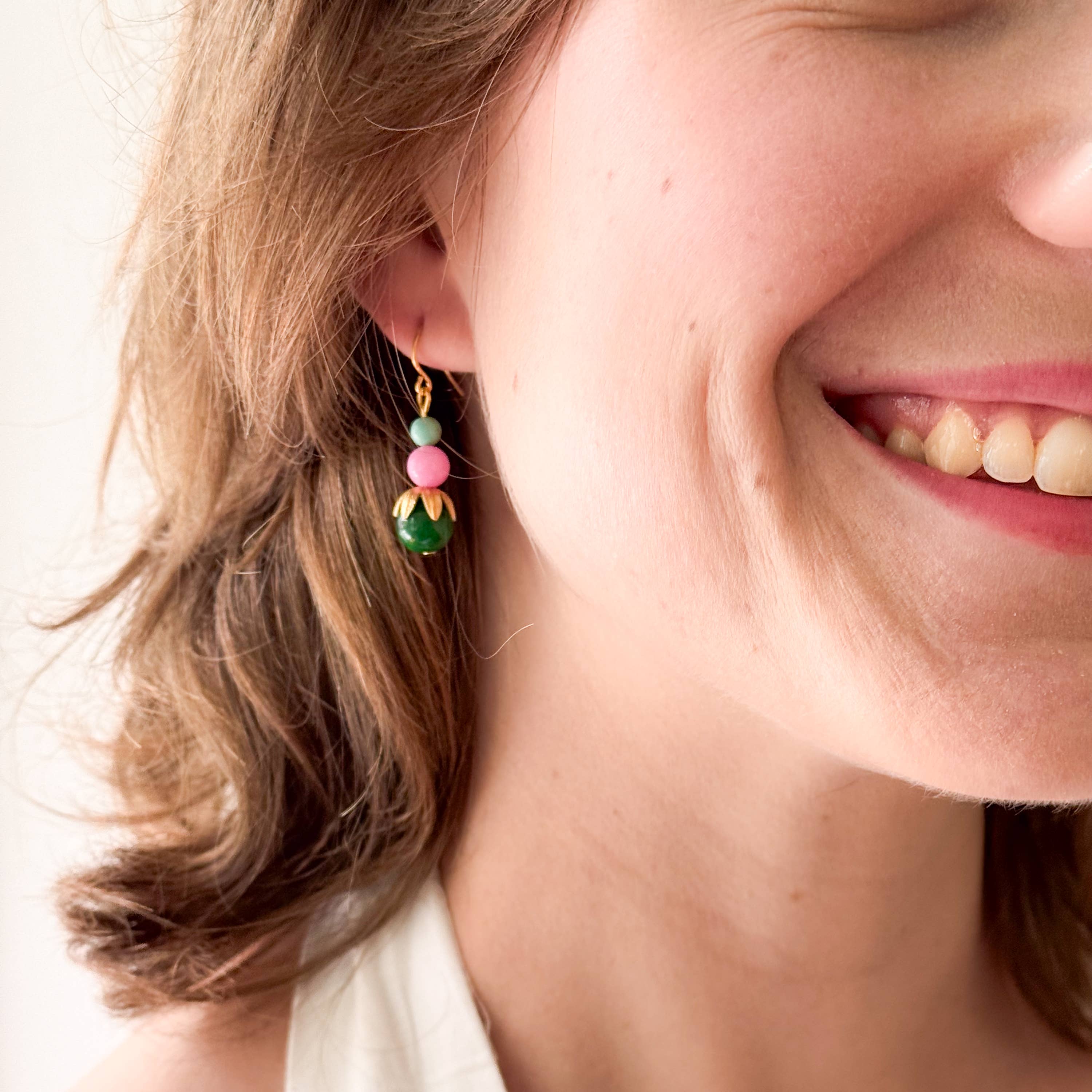 Colorful Beaded Earrings Mixed Glass Drop Bright Gift