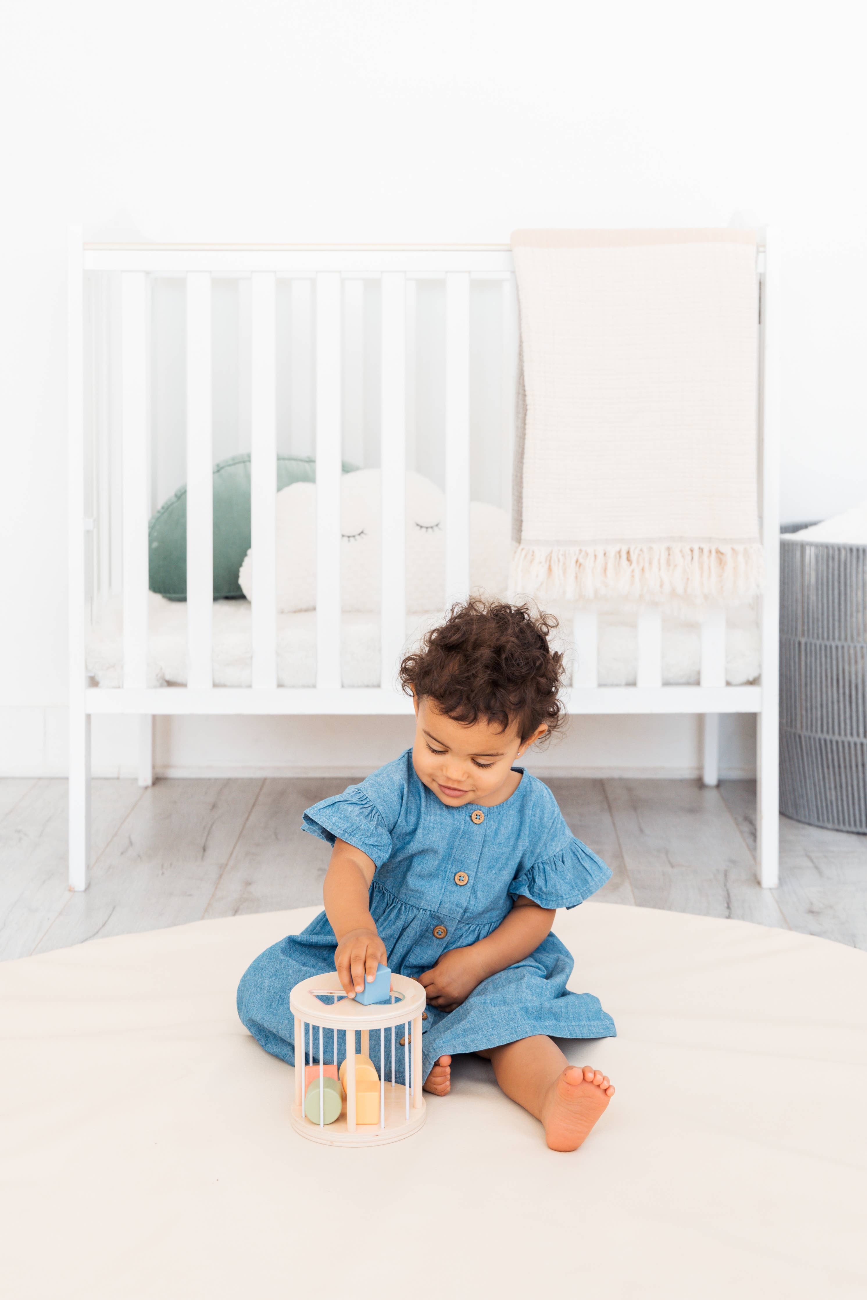 Wooden Shape Sorter, Toddlers Montessori Learning Toy