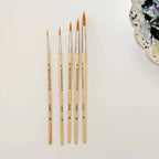 Watercolor paintbrush set of five wood brushes