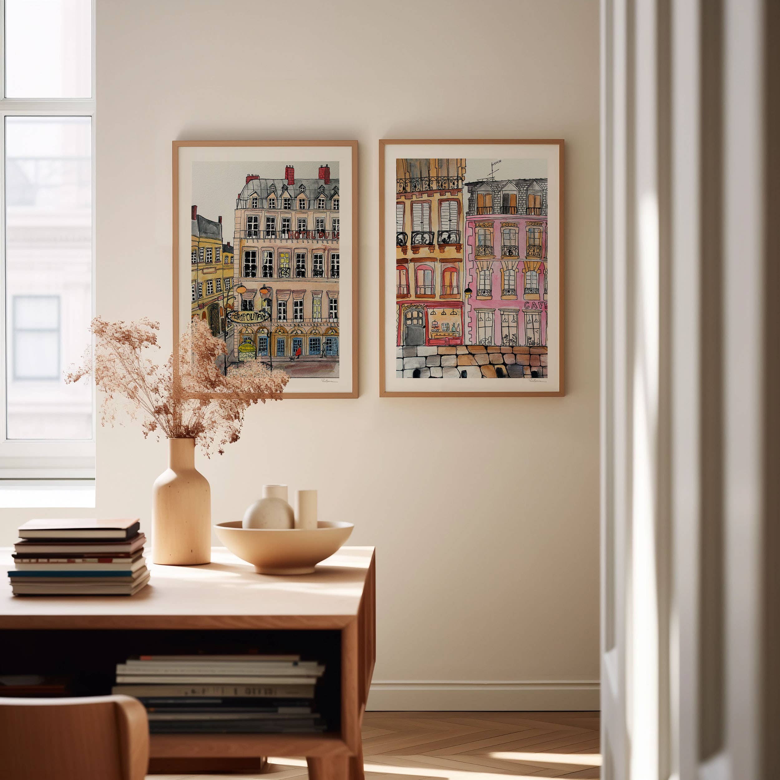 Hotel du Louvre Paris Print: Giclée Watercolor Illustration