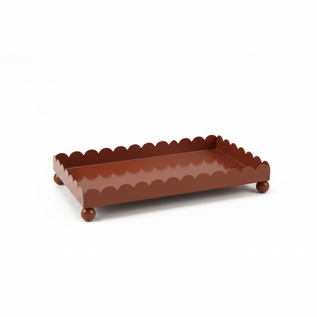 Enameled Metal Decorative Tray- Brown 10X16