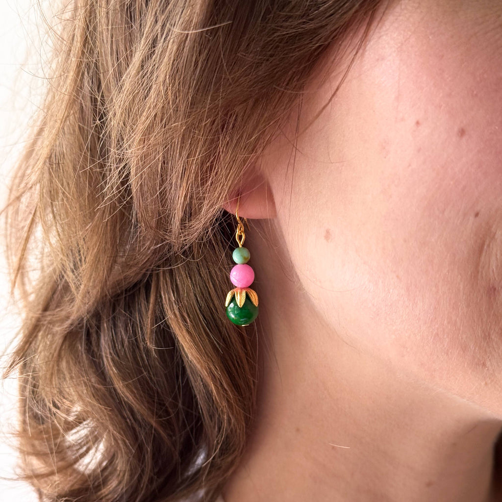 Colorful Beaded Earrings Mixed Glass Drop Bright Gift