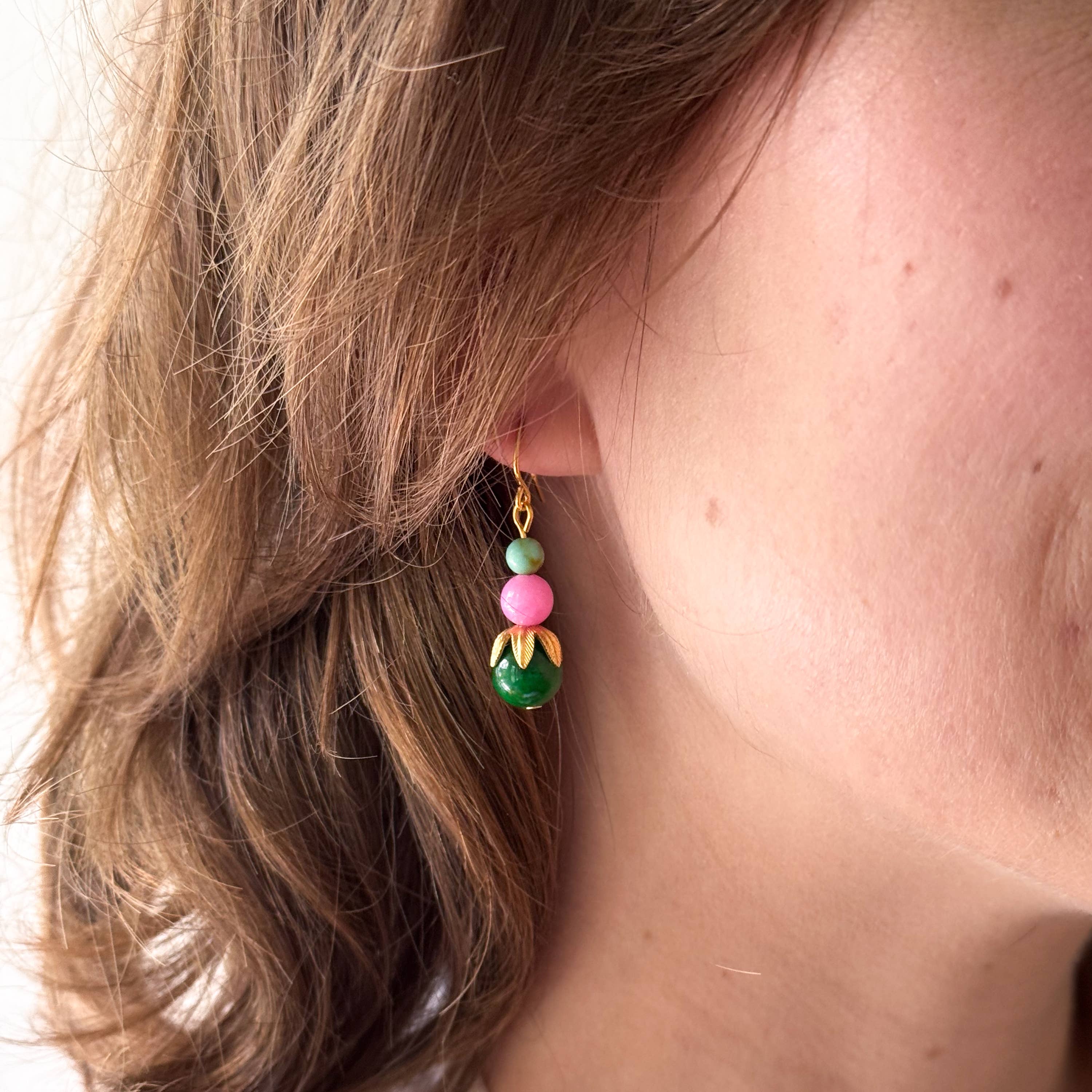 Colorful Beaded Earrings Mixed Glass Drop Bright Gift
