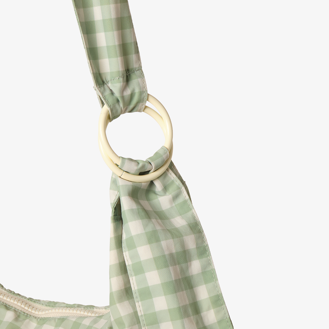 Green Gingham - Large Slouchy Shoulder Bag